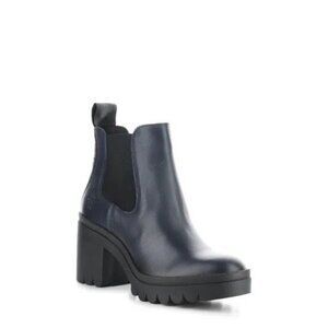 FLY London Tope Chelsea Ankle Boots Platform Navy Blue Dublin Leather Size 41 11